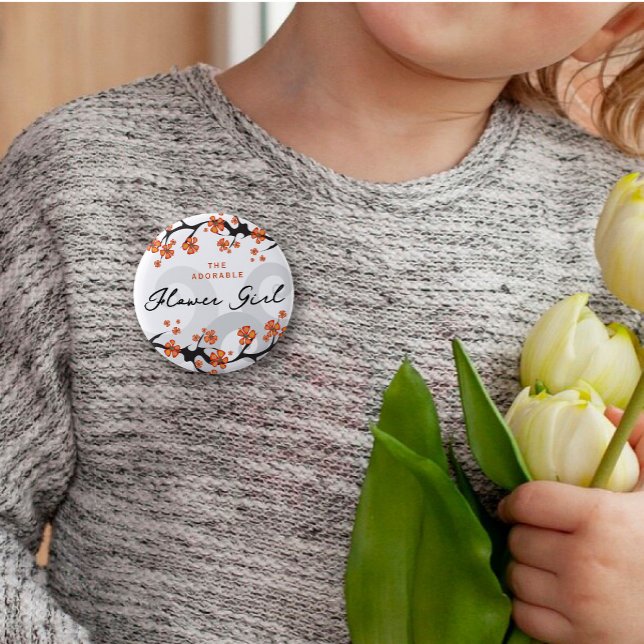 Badge Rond 5 Cm FLEURS FILLE FLEURS Tropical Frotles Mariage chic (FLOWER GIRL Tropical Flowers Hibiscus Fusion Swirls Chic Wedding Pinback Button @ fat_fa_tin)