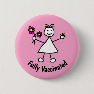 Badge Rond 5 Cm Fleurs filles mignonnes vaccinées