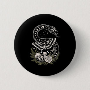 Badge Rond 5 Cm Fleurs Goblincore Papillon de Nuit Monophases Cott