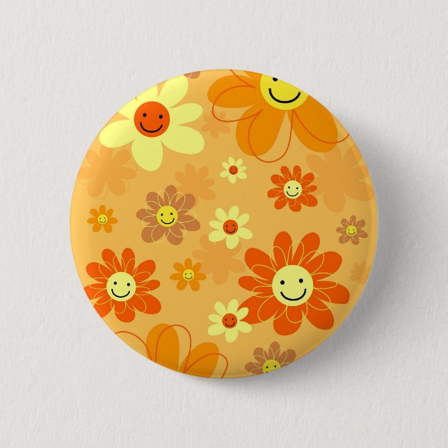 Badge Rond 5 Cm Fleurs heureuses (Devant)