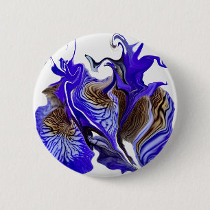 Badge Rond 5 Cm Fleurs Iris Violets