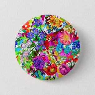 Badge Rond 5 Cm Fleurs magiques colorées mignonnes T-shirt All-Ove