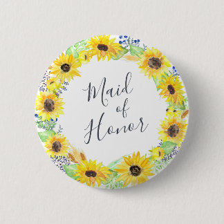 Badge Rond 5 Cm Fleurs Maid of Honor