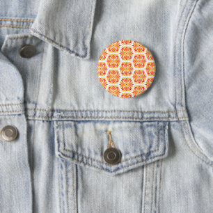 Badge Rond 5 Cm Fleurs Oranges, Motif De Fleurs, Motif Floral