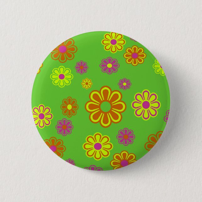 Badge Rond 5 Cm fleurs pop mod super (Devant)