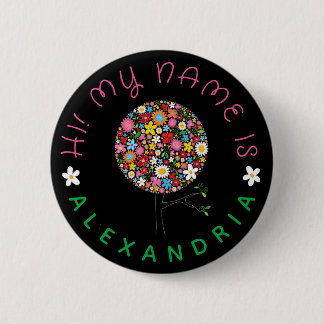 Badge Rond 5 Cm Fleurs printanières fantaisistes et colorées Arbre