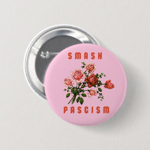 Badge Rond 5 Cm Fleurs Rétro - Écraser le Fascisme