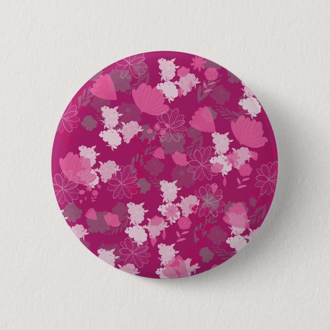 Badge Rond 5 Cm fleurs roses (Devant)