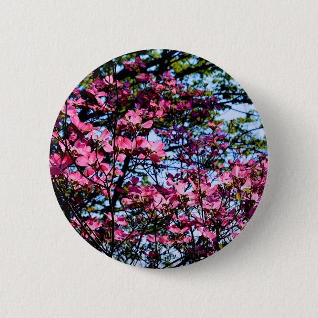 Badge Rond 5 Cm Fleurs roses élégantes florales floraison Dogwood  (Devant)