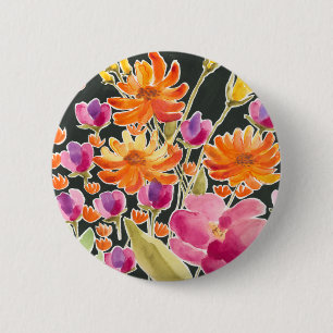 Badge Rond 5 Cm Fleurs roses et oranges de rassemblement splendide