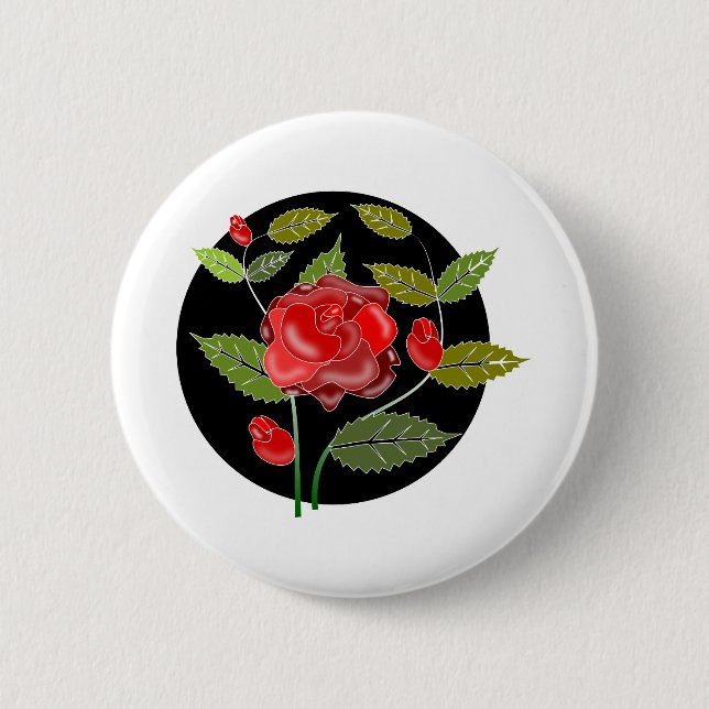 Badge Rond 5 Cm Fleurs roses Nature Romance Thorns (Devant)