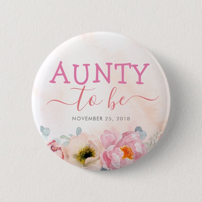 Badge Rond 5 Cm Fleurs roses rousses mignonnes à être Baby shower (Devant)