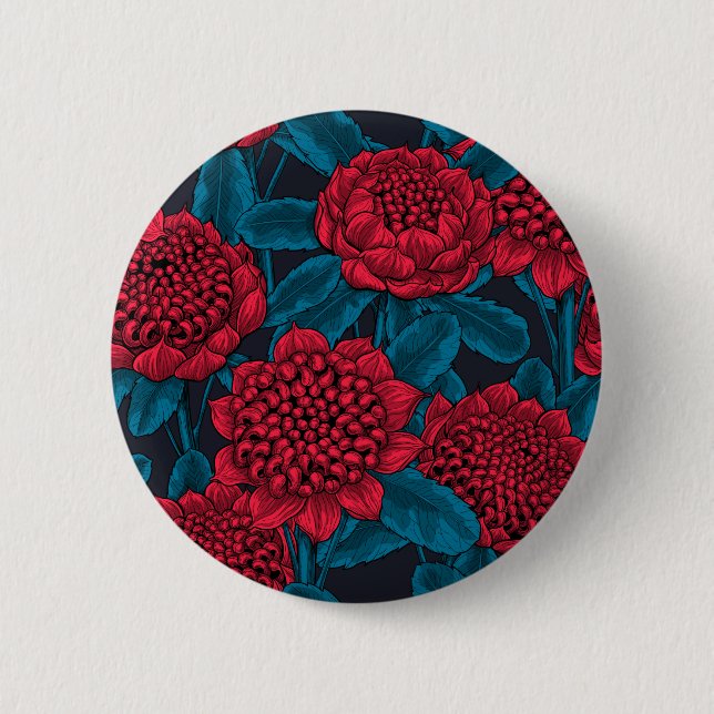 Badge Rond 5 Cm Fleurs rouges de waratah (Devant)