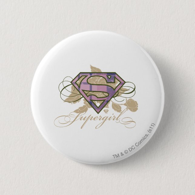 Badge Rond 5 Cm Fleurs Supergirl (Devant)