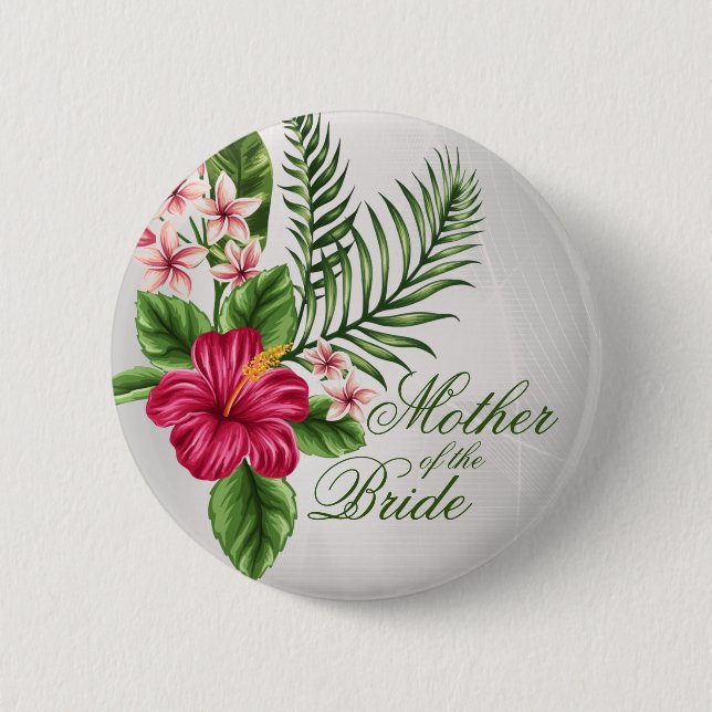 Badge Rond 5 Cm Fleurs tropicales et mère Feuille de la mariée (Devant)