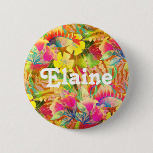 Badge Rond 5 Cm Fleurs tropicales hawaïennes feuilles floral color