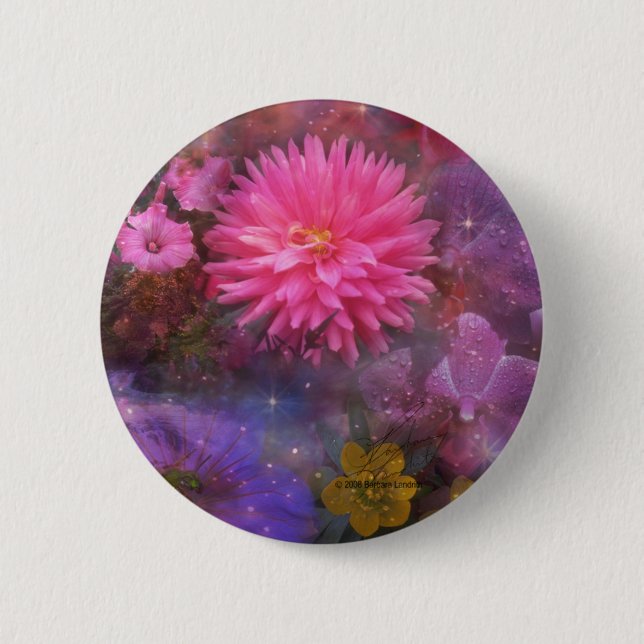 Badge Rond 5 Cm Fleurs - un bouquet visuel pour la maman (Devant)
