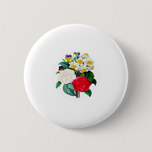 Badge Rond 5 Cm Fleurs vintages (Devant)