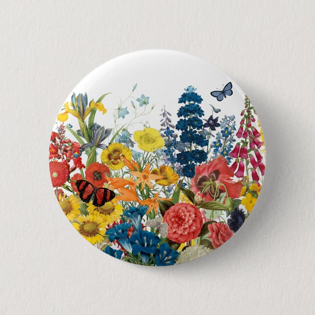 Badge Rond 5 Cm fleurs vintages modernes (Devant)