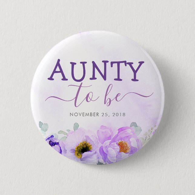 Badge Rond 5 Cm Fleurs violettes mignonnes à être Baby shower (Devant)