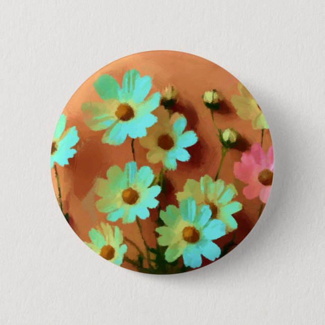 Badge Rond 5 Cm Fleurs Zinnia Elegans (Devant)