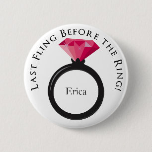 Badge Rond 5 Cm Fling de bout de KRW avant le nom de noir de rose