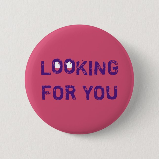 Badge Rond 5 Cm Flirt RECHERCHE POUR VOUS Bleu (Devant)