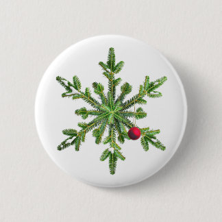 Badge Rond 5 Cm Flocon De Neige De Noël De Branches De Pins
