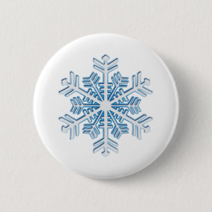 Badge Rond 5 Cm Flocon de neige de Noël d'hiver bleu givré classiq