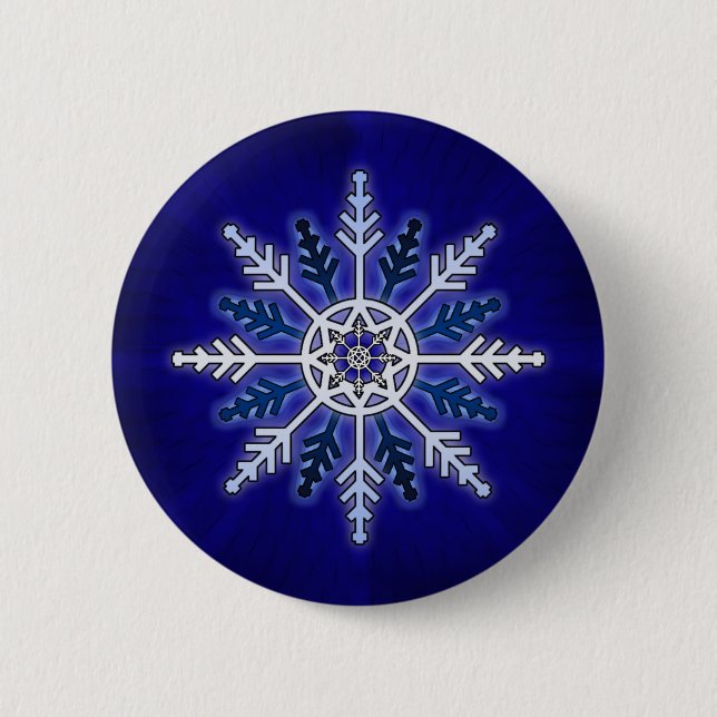Badge Rond 5 Cm Flocon de neige d'hiver (Devant)