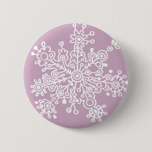 Badge Rond 5 Cm Flocon de neige (sur violet clair) (Devant)