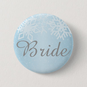 Badge Rond 5 Cm Flocons de Neige de Mariée