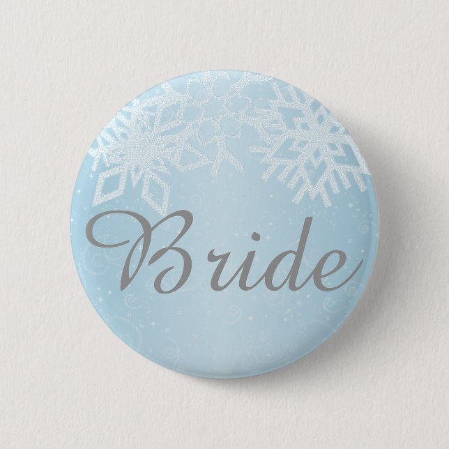 Badge Rond 5 Cm Flocons de Neige de Mariée (Devant)