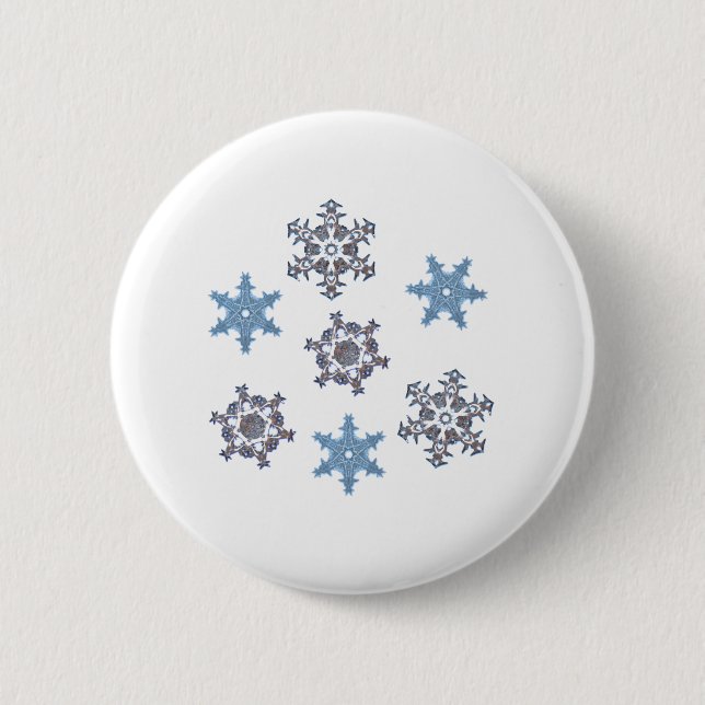 Badge Rond 5 Cm Flocons de neige d'hiver (Devant)