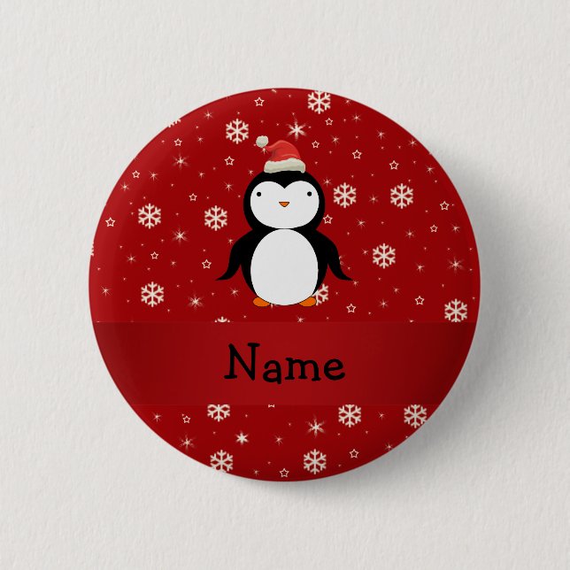 Badge Rond 5 Cm Flocons de neige nommés personnalisés de rouge de (Devant)