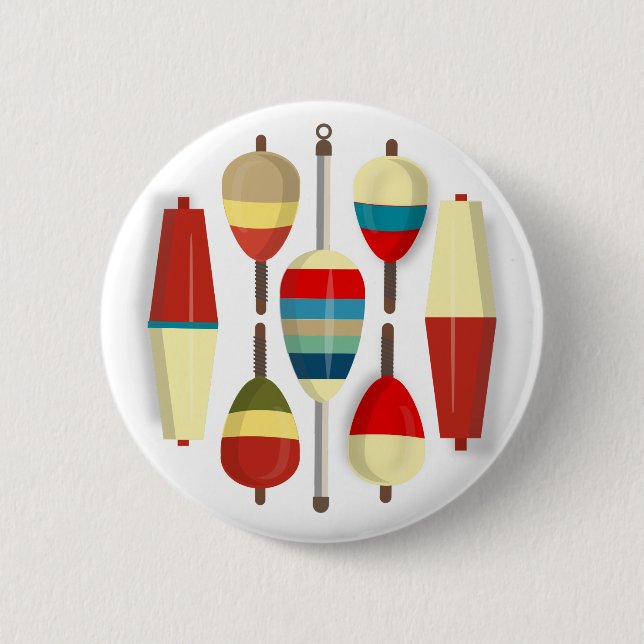 Badge Rond 5 Cm Flocons de pêche / Bobbers (Devant)