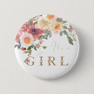 Badge Rond 5 Cm Floral Baby Girl Douche