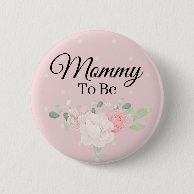 Badge Rond 5 Cm Floral Blush rose maman à être épingle (Devant)