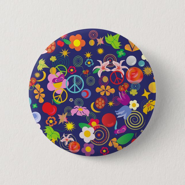 Badge Rond 5 Cm Floral boho (Devant)