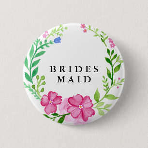 Badge Rond 5 Cm Floral Bridesmaid Mariage