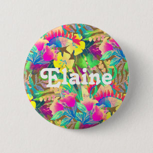 Badge Rond 5 Cm Floral et feuillage hawaïens tropicaux
