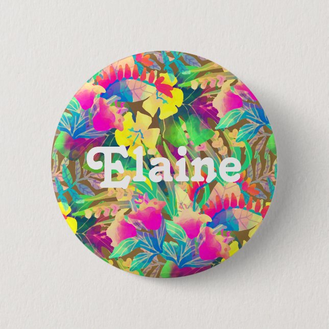 Badge Rond 5 Cm Floral et feuillage hawaïens tropicaux (Devant)
