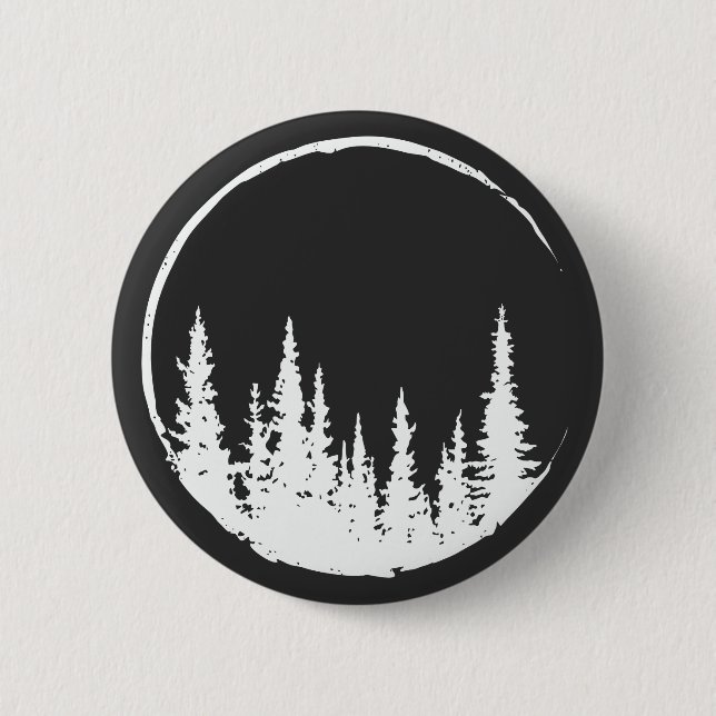 Badge Rond 5 Cm Floral Forest Circle Tree Loving Forest Tree (Devant)