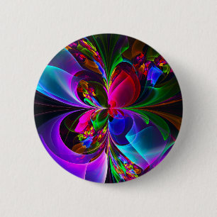 Badge Rond 5 Cm Floral moderne Art Abstrait Rouge Bleu Motif #12