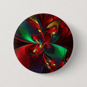 Badge Rond 5 Cm Floral moderne Art Abstrait Rouge Vert Motif #11