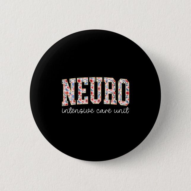 Badge Rond 5 Cm Floral Neuro Icu Nurse Brain Neuroscience Icu Nurs (Devant)
