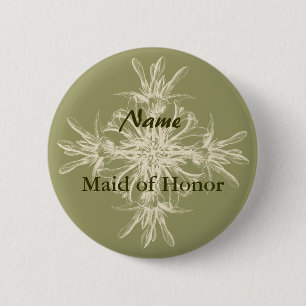 Badge Rond 5 Cm Floral olive antique