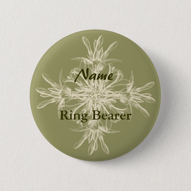 Badge Rond 5 Cm Floral olive antique (Devant)