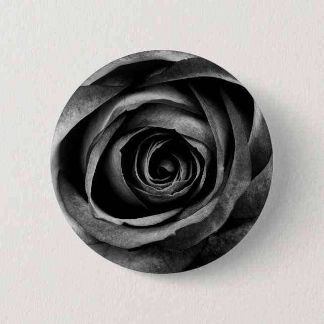 Badge Rond 5 Cm Floral Rose noir Vintage décoratif (Devant)