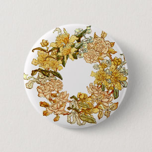 Badge Rond 5 Cm Floral Spring Fleur de couronne rose Fleurs Art